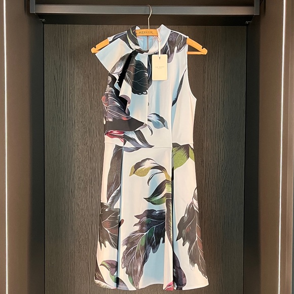 NWT Ted Baker Dress. Ted Baker Evvia Eden Floral Ruffle Skater Dress. - Picture 3 of 12